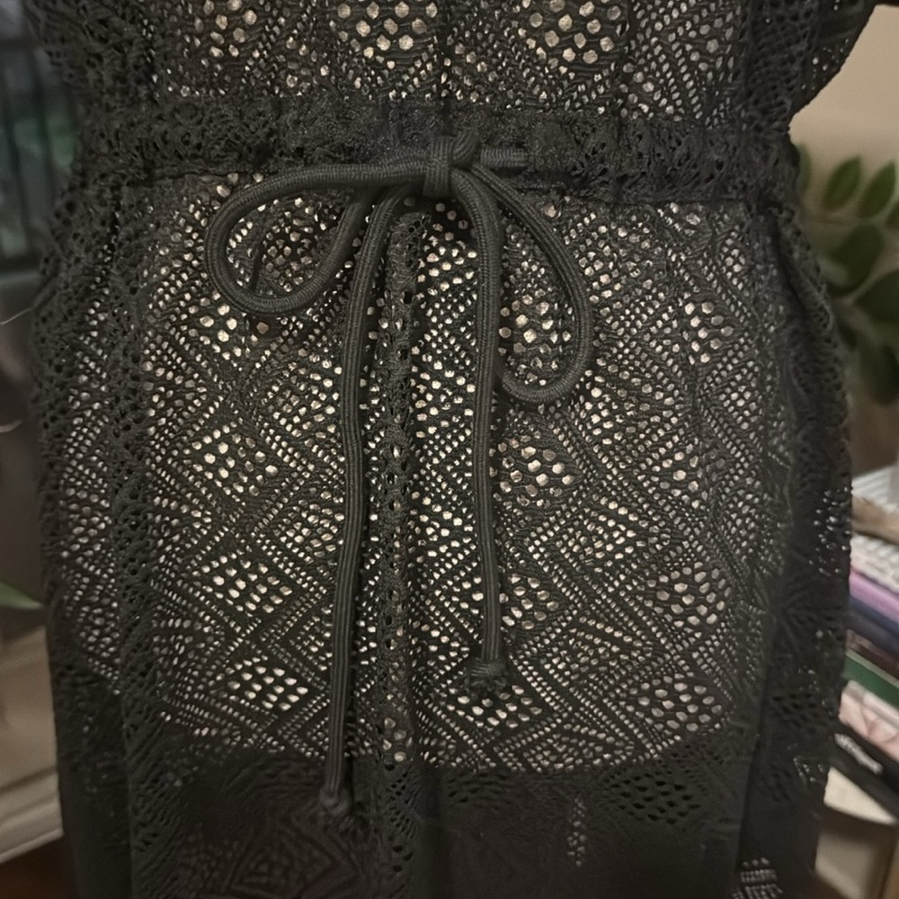 CUPSHE beachwear black sheer coverup swim beach vacation dress tie waist Small - Picture 12 of 12